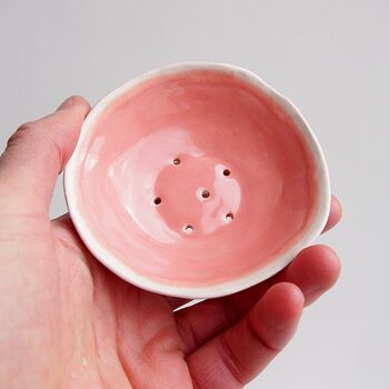 Handmade Pastel Pink Ceramic Soap Dish, 3 of 11