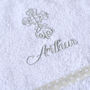 Personalised Christening Towel With Mink Trim, thumbnail 4 of 9