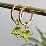 Peridot Gemstone Hoop Earrings In Gold Vermeil, thumbnail 2 of 4