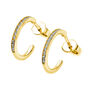 Skinny Drop Hoops With White Topaz In Gold Plated, thumbnail 1 of 2