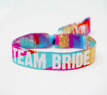 Team Bride Multicoloured Hen Party Wristbands, 8 of 10