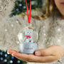 Personalised Teddy Bear Glitter Snow Globe Tree Decoration, thumbnail 1 of 4