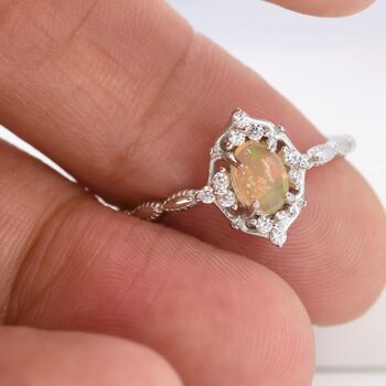 Vintage Inspired Genuine Opal Ring, 5 of 11