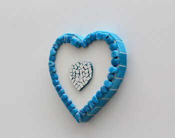 Handmade Turquoise Heart Mosaic Wall Art, 4 of 4