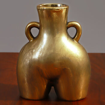 G Decor Antique Brass Styled Ceramic Female Shaped Vase, 3 of 6