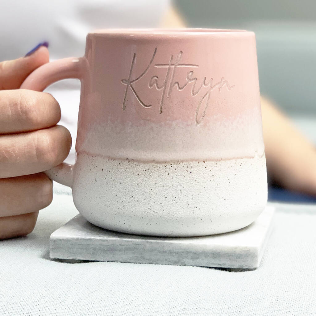 ombre glazed hand engraved mug by perfect personalised gifts