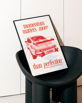 'Momentum Matters More Than Perfection' Retro Porsche Art Print, 7 of 8