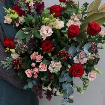 Mulled Wine Hand Tied Winter Fresh Flower Bouquet, 2 of 4