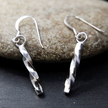 Large Spiralled Sterling Silver Earrings, 2 of 4