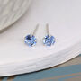 Extra Tiny Blue Cz Earrings In Sterling Silver, thumbnail 1 of 10