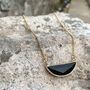 Jade Semi Circle Necklace Real 18k Gold Plated Gift, thumbnail 2 of 8