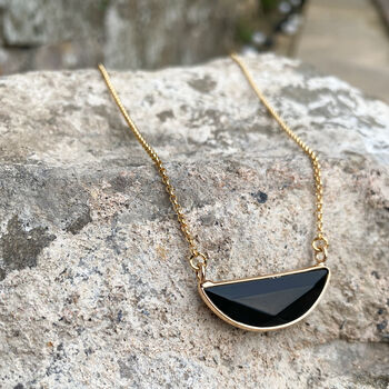 Jade Semi Circle Necklace Real 18k Gold Plated Gift, 2 of 8