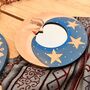 Wooden Celestial Moon And Stars Mini Bohemian Wall Mirrors Set Of Two, thumbnail 5 of 6