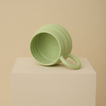 Green Handmade Wavy Ceramic Mug, 3 of 6