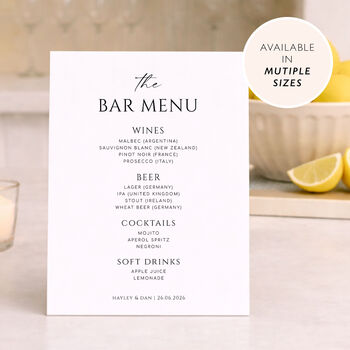 Wedding Bar Menu Cocktail Sign, 2 of 12