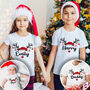 Rudolph Antlers Matching Family White Christmas T Shirts, thumbnail 1 of 5