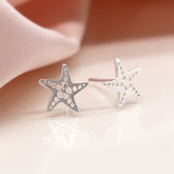 Sterling Silver Starfish Stud Earrings, 3 of 11