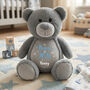 Personalised Born In 2026 Grey Plush Teddy Bear, thumbnail 2 of 11