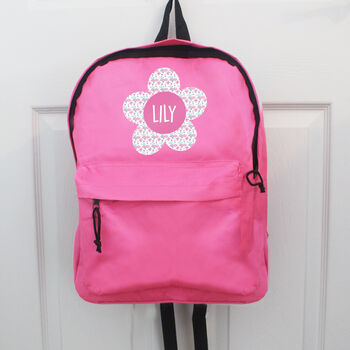 Personalised Pink Flower Backpack For Kids, 2 of 3