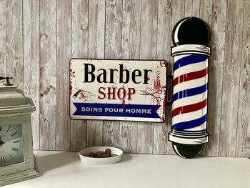 50cm French Metal Barbershop Sign – Vintage Plaque, 3 of 8