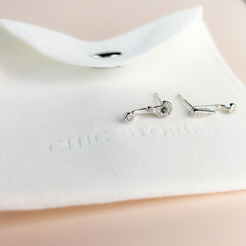 Sterling Silver Question And Exclamation Mark Ear Jacket Stud Earrings, 5 of 6