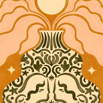 Floral Sunset, Floral Vase Bohemian Botanical Art Print, Flower Poster, 3 of 3