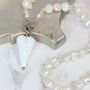 White Pearl Necklace With Heart, thumbnail 4 of 6