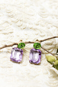 Lilac Circle Oblong Jewel Dangle Earring, 2 of 7