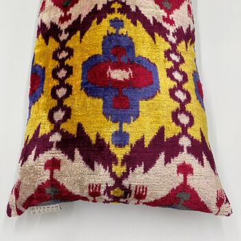 Oblong Ikat Velvet Cushion Ottoman Classic, 3 of 9