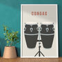 Conga Drum Print | Percussion Music Poster, thumbnail 1 of 9