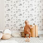 Woodland Creatures Wallpaper In Putty, thumbnail 3 of 7