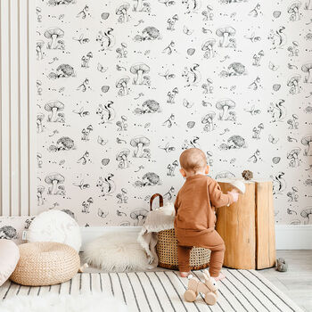 Woodland Creatures Wallpaper In Putty, 3 of 7