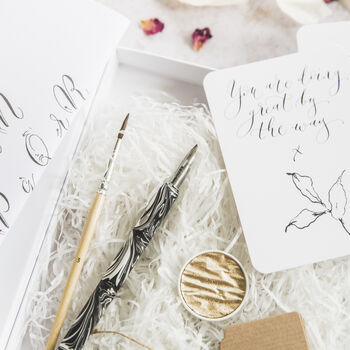 Gift Boxed Modern Calligraphy Set With Gold Ink Palette, 7 of 7
