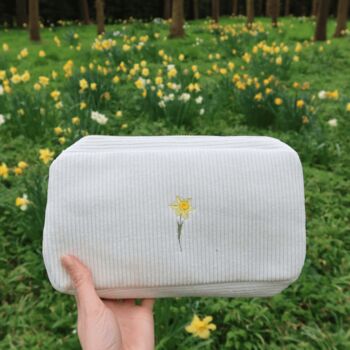 Personalised Embroidered Birth Flower Make Up Bag, 5 of 6