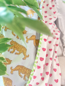 Handmade Block Print Dohar Blanket | Baby Blue Tiger, 5 of 7
