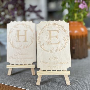 Personalised Wooden Please Be My Bridesmaid Engraved Garland Keepsake, 7 of 9