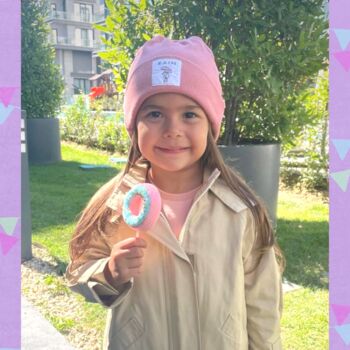 Children's Unisex Hat Cotton Beanie Gift Pink Rose Rain, 2 of 10