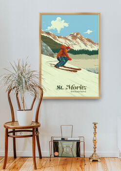 St Moritz Ski Resort Switzerland Travel Poster Print, 5 of 8