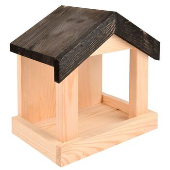 Wall Mounted Wooden Bird Feeding Table With Apex Roof, 4 of 8