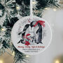 Personalised First Christmas As A Family Of Four Ceramic Penguin Decoration, thumbnail 1 of 3