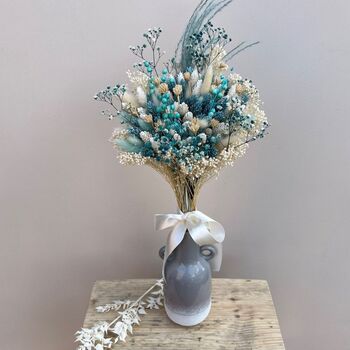 Blue Dried Flower Bouquet With Gypsophila, 6 of 6