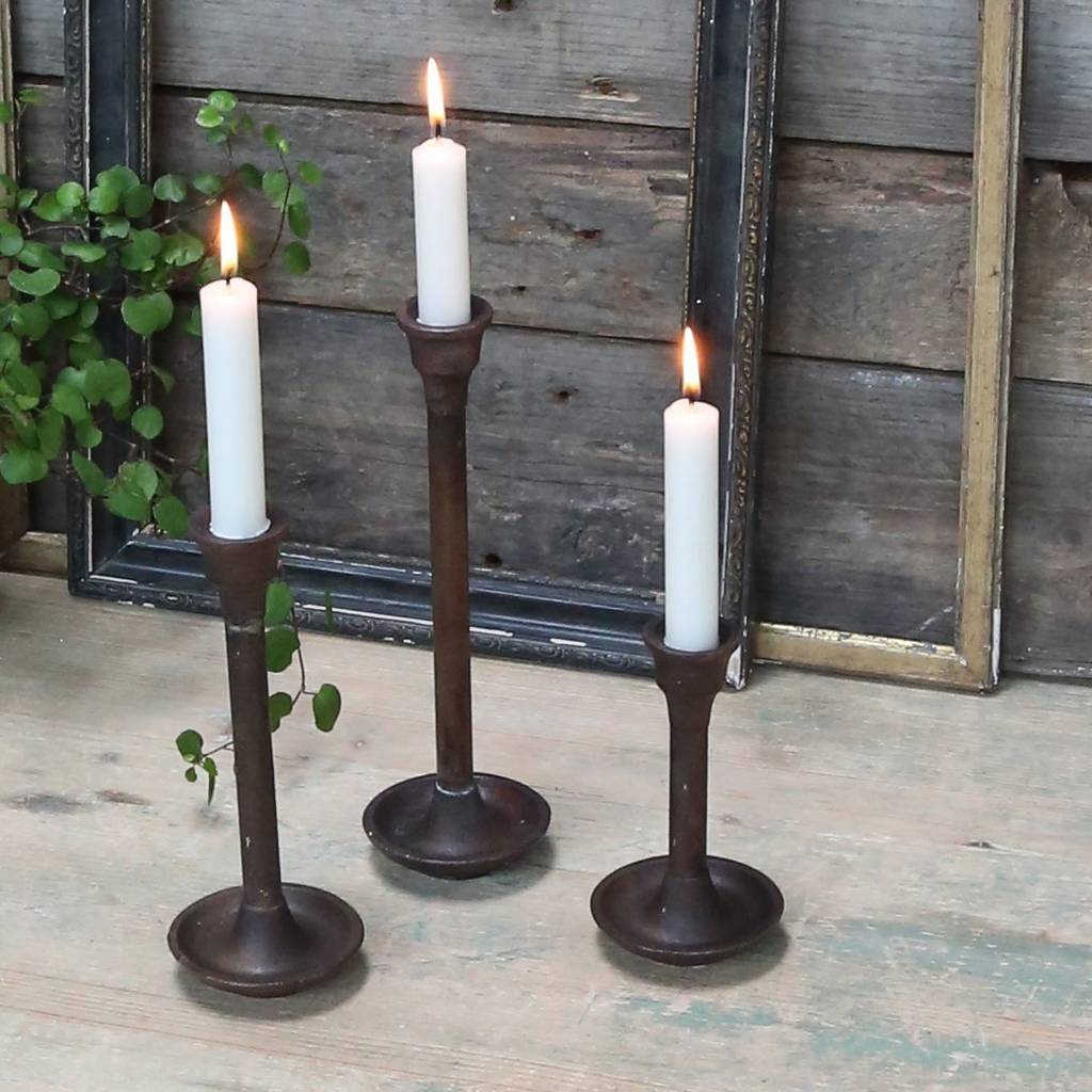 Antique Brass Candlesticks Set Of Three By The Wedding of my Dreams