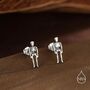 Sterling Silver Full Human Skeleton Stud Earrings, thumbnail 1 of 12