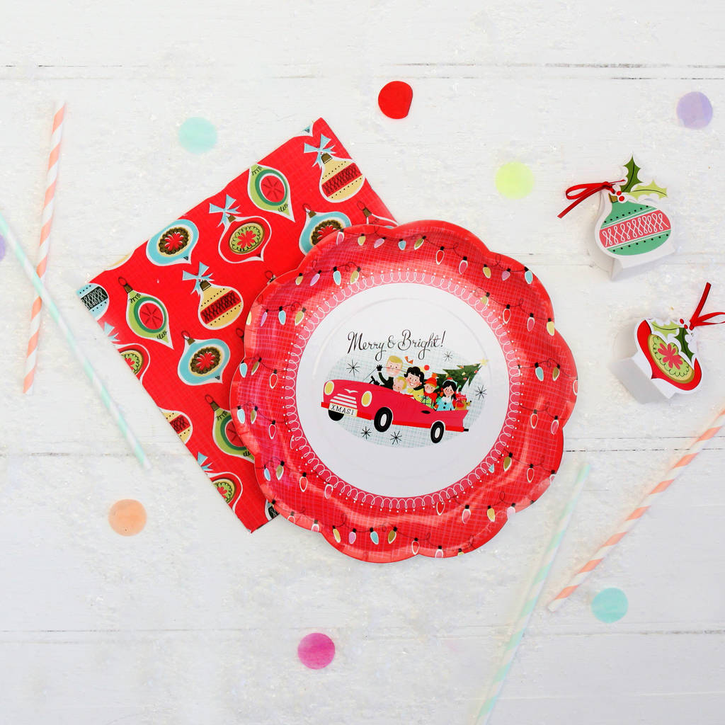 Christmas Family Retro Party Plates By Postbox Party