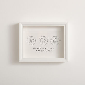 Personalised Three Globe Travel Memory Frame, 10 of 10