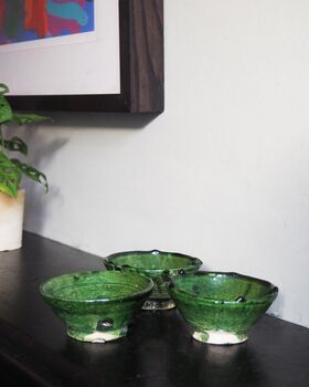 Moroccan Vintage Tamegroute Set Of Three Trinket Bowls, 3 of 6