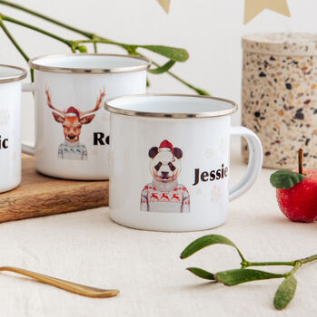 Festive Panda In A Jumper Personalised Christmas Mug, 2 of 4