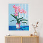 Outstanding Orchids Pink And Blue Floral Wall Art Print, thumbnail 1 of 6