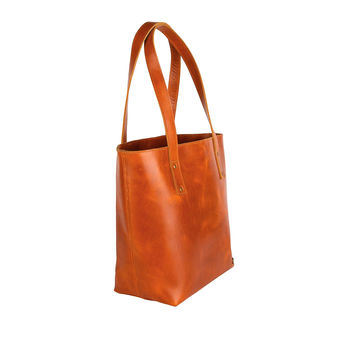 Personalised Buffalo Leather Open Tote In Tan, 4 of 9