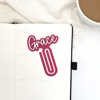 Personalised Acrylic Bookmark Custom Name Planner Clip, 2 of 6